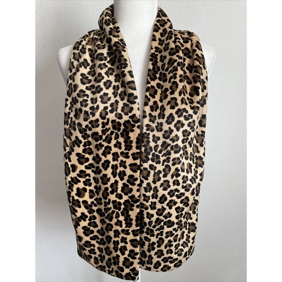 Mink Touch Scarf Faux Fur Leopard Cheetah Print Polyester Made In Korea 58" x 7" - Picture 1 of 4